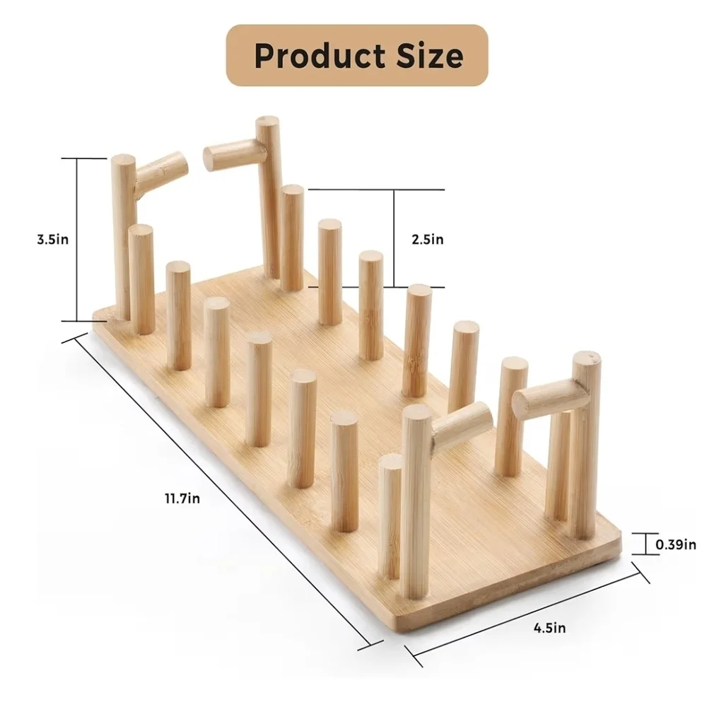 2pc Bamboo Hat Organizer Stand Holds 18 Baseball Caps Free Standing Wood Rack
